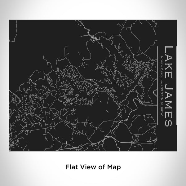 Rendered View of Lake James North Carolina Map Engraving on 20oz Stainless Steel Insulated Bottle with Bamboo Top in Black