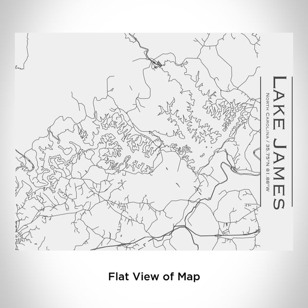 Rendered View of Lake James North Carolina Map Engraving on 20oz Stainless Steel Insulated Bottle with Bamboo Top in White