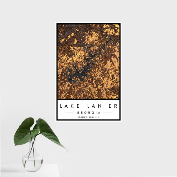 Lake Lanier - Georgia Map Print in Ember