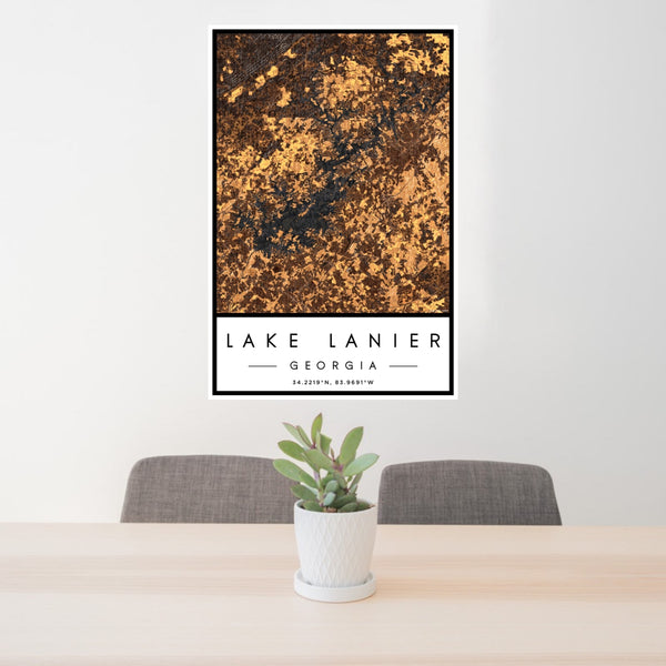 Lake Lanier - Georgia Map Print in Ember
