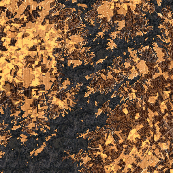 Lake Lanier - Georgia Map Print in Ember