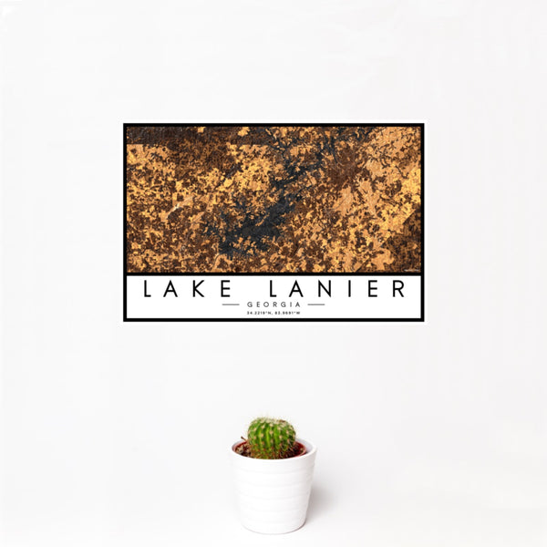 Lake Lanier - Georgia Map Print in Ember