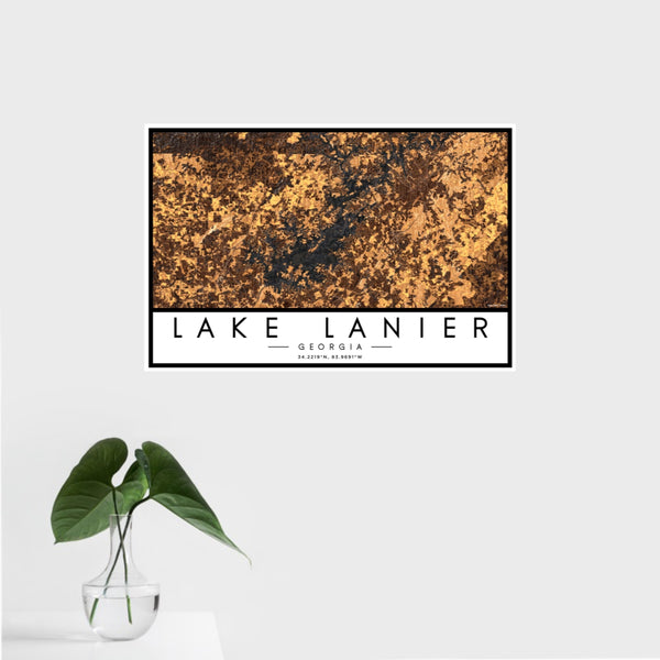Lake Lanier - Georgia Map Print in Ember
