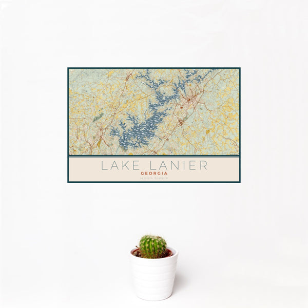 Lake Lanier - Georgia Map Print in Woodblock