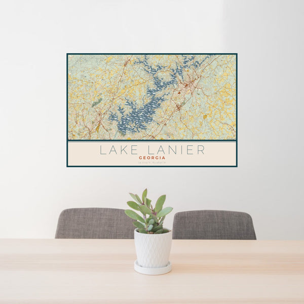 Lake Lanier - Georgia Map Print in Woodblock