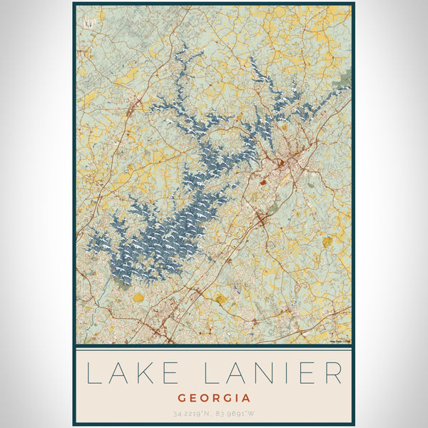 Lake Lanier - Georgia Map Print in Woodblock
