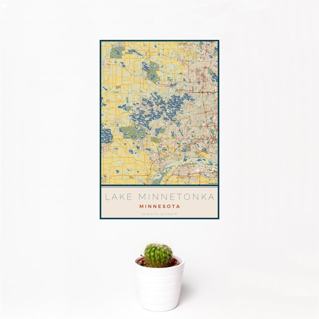 Lake Minnetonka - Minnesota Map Print in Woodblock