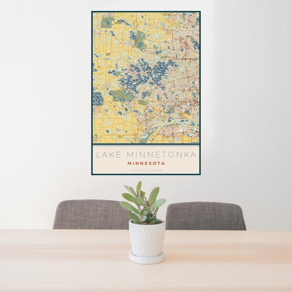 Lake Minnetonka - Minnesota Map Print in Woodblock