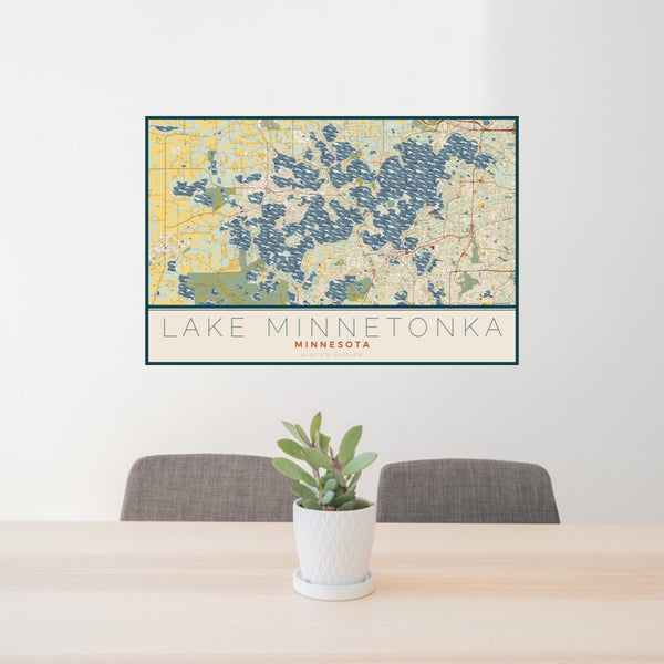 Lake Minnetonka - Minnesota Map Print in Woodblock
