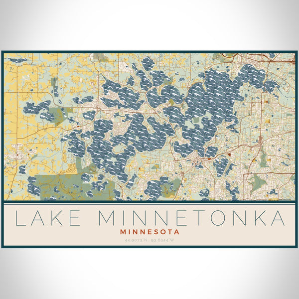 Lake Minnetonka - Minnesota Map Print in Woodblock