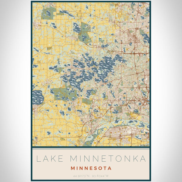 Lake Minnetonka - Minnesota Map Print in Woodblock