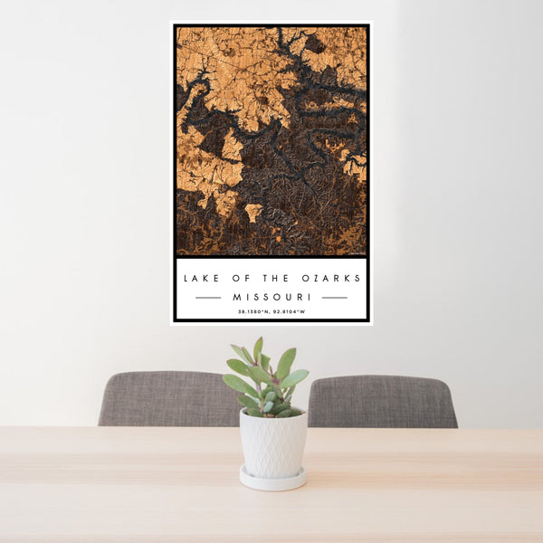 Lake of the Ozarks - Missouri Map Print in Ember