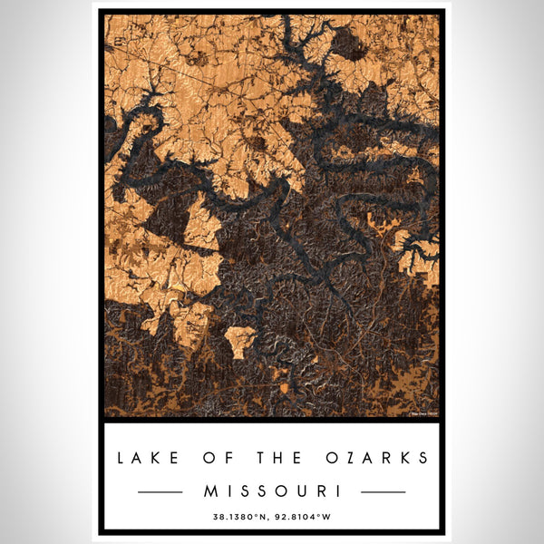 Lake of the Ozarks - Missouri Map Print in Ember