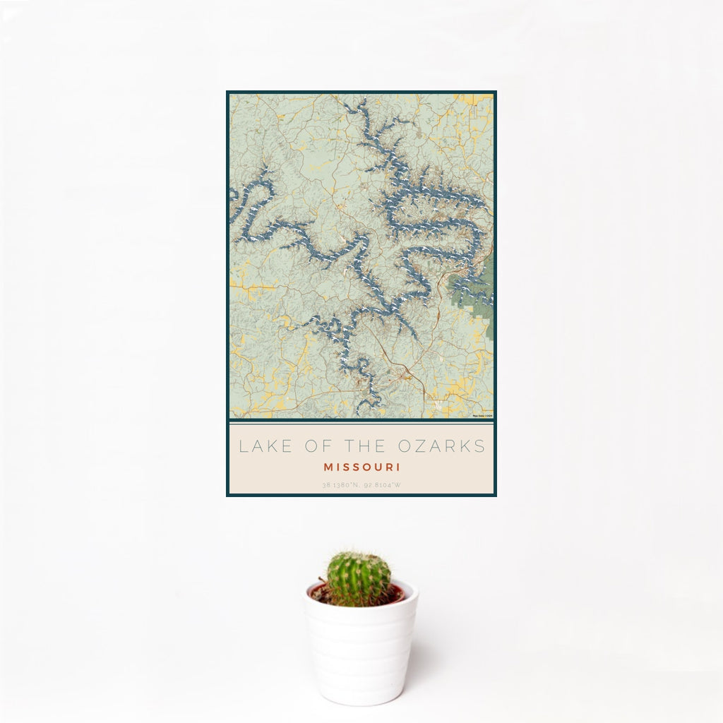 Lake of the Ozarks - Missouri Map Print in Woodblock