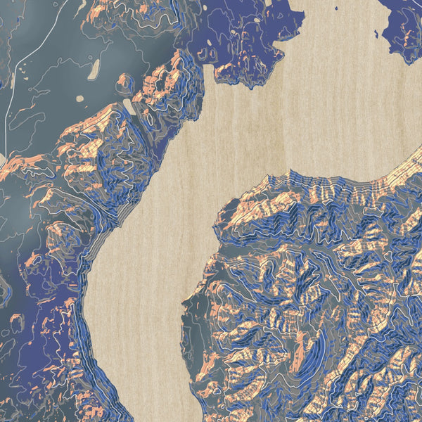 Lake Pend Oreille Idaho Map Print in Afternoon Style Zoomed In Close Up Showing Details