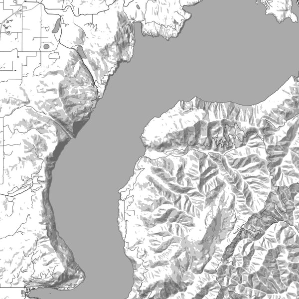Lake Pend Oreille Idaho Map Print in Classic Style Zoomed In Close Up Showing Details