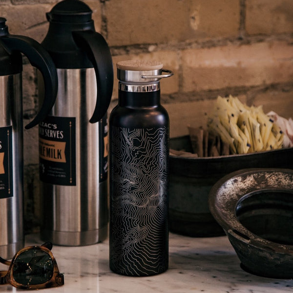 Lake Powell - Arizona Map Bottle with Bamboo Top in Matte Black