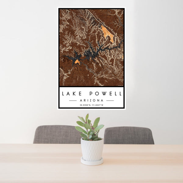 Lake Powell - Arizona Map Print in Ember