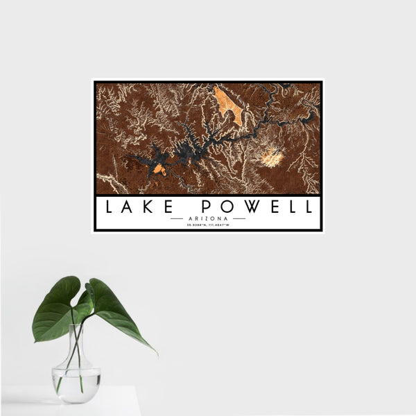 Lake Powell - Arizona Map Print in Ember