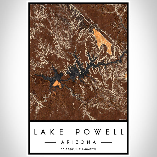 Lake Powell - Arizona Map Print in Ember