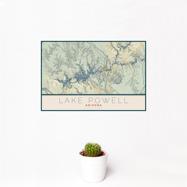 Lake Powell - Arizona Map Print in Woodblock
