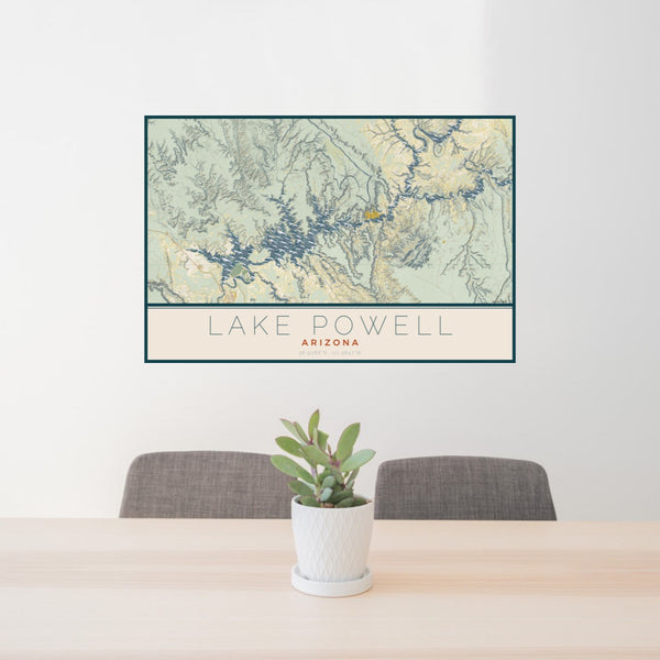 Lake Powell - Arizona Map Print in Woodblock
