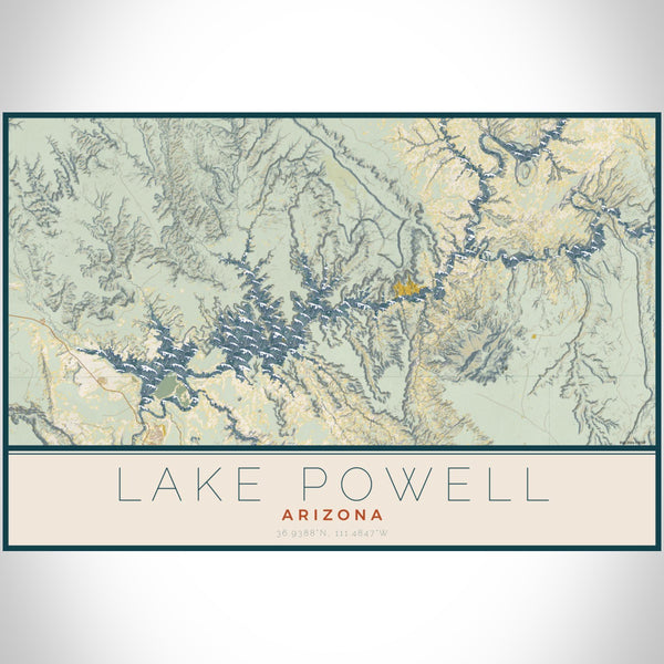 Lake Powell - Arizona Map Print in Woodblock