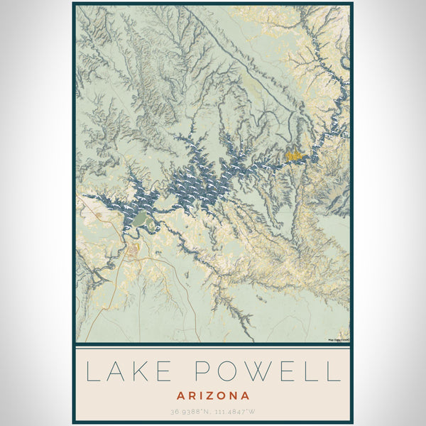 Lake Powell - Arizona Map Print in Woodblock