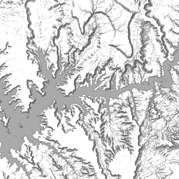 Lake Powell Utah Map Print in Classic Style Zoomed In Close Up Showing Details