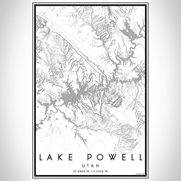 Lake Powell Utah Map Print Portrait Orientation in Classic Style With Shaded Background