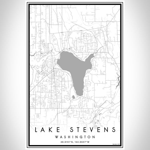 Lake Stevens Washington Map Print Portrait Orientation in Classic Style With Shaded Background