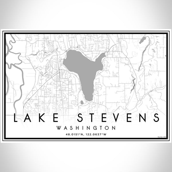 Lake Stevens Washington Map Print Landscape Orientation in Classic Style With Shaded Background