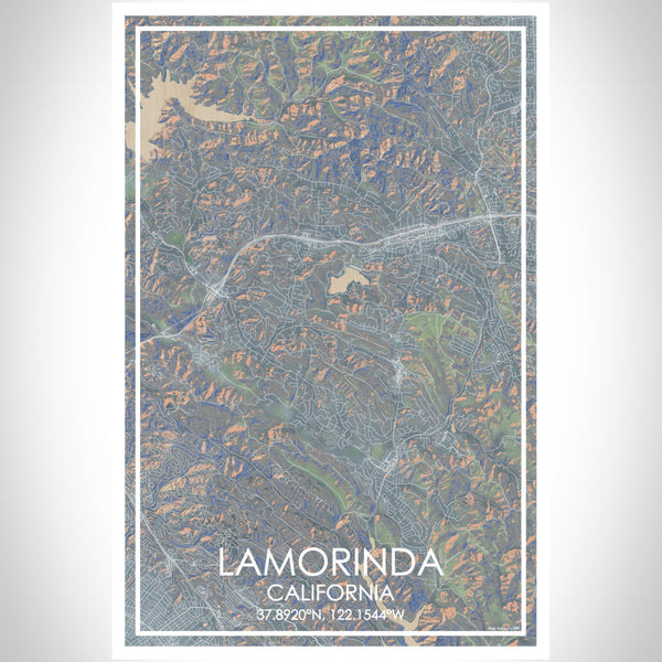 Lamorinda California Map Print Portrait Orientation in Afternoon Style With Shaded Background