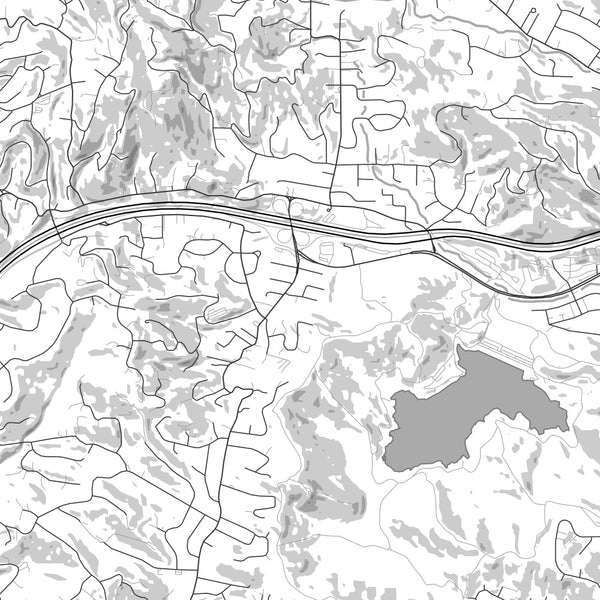 Lamorinda California Map Print in Classic Style Zoomed In Close Up Showing Details