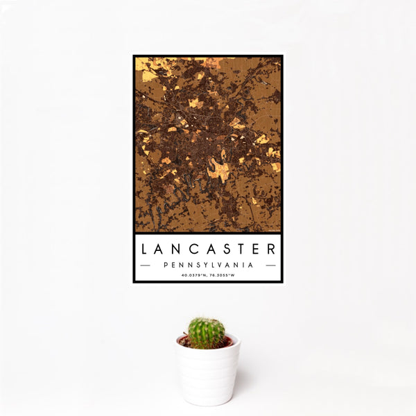 Lancaster - Pennsylvania Map Print in Ember