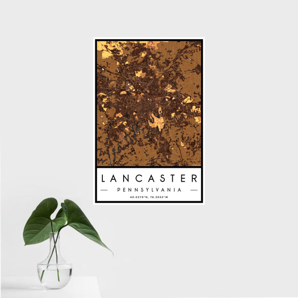 Lancaster - Pennsylvania Map Print in Ember