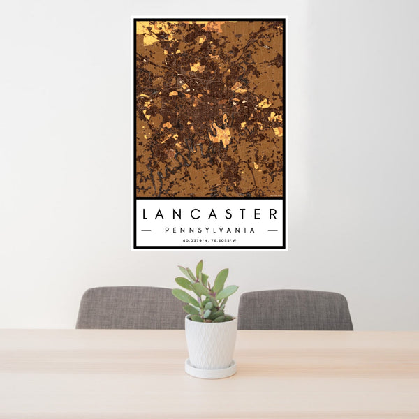 Lancaster - Pennsylvania Map Print in Ember