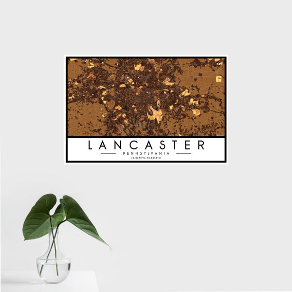 Lancaster - Pennsylvania Map Print in Ember