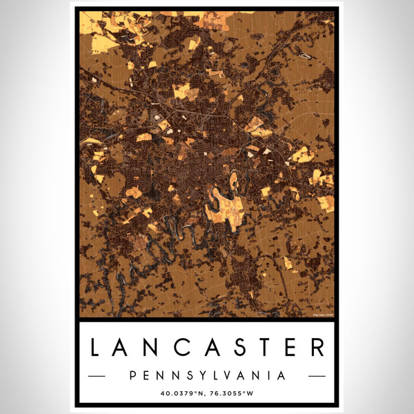 Lancaster - Pennsylvania Map Print in Ember