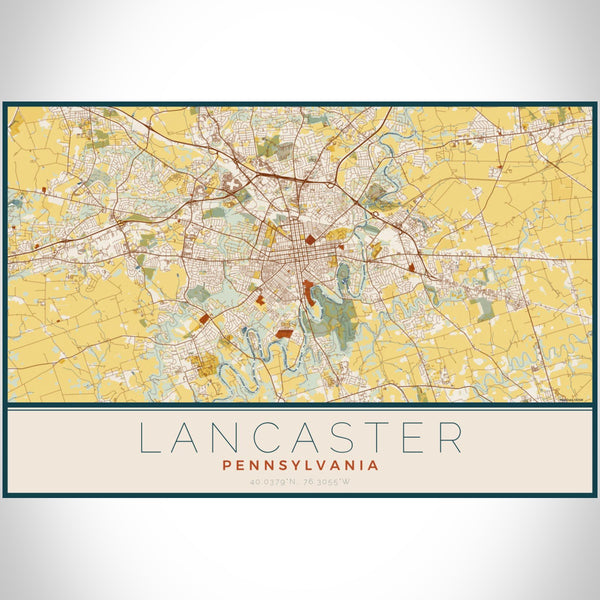 Lancaster - Pennsylvania Map Print in Woodblock