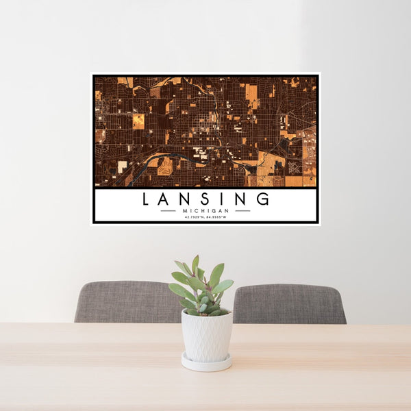 Lansing - Michigan Map Print in Ember