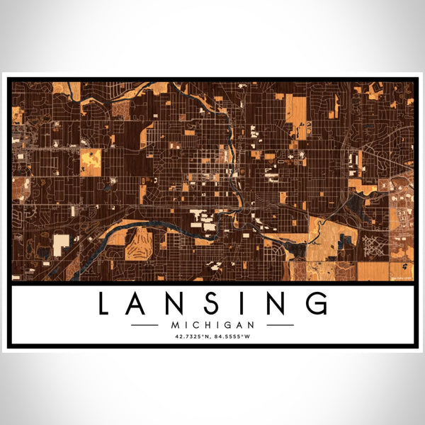 Lansing - Michigan Map Print in Ember