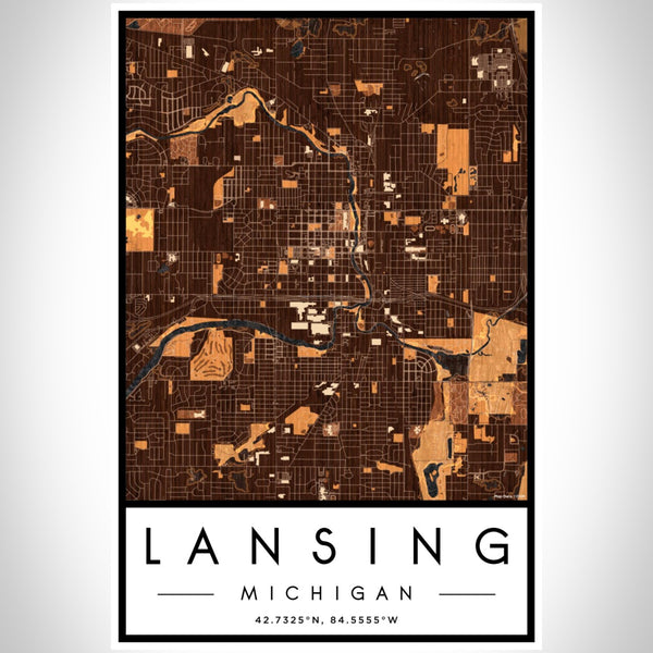 Lansing - Michigan Map Print in Ember