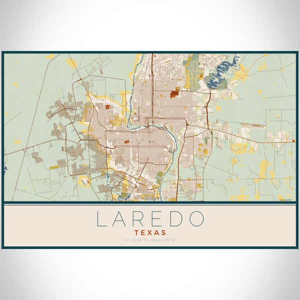Laredo - Texas Map Print in Woodblock