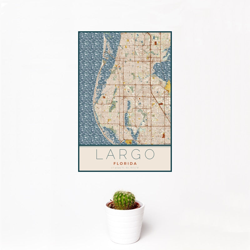 Largo - Florida Map Print in Woodblock