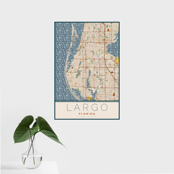 Largo - Florida Map Print in Woodblock