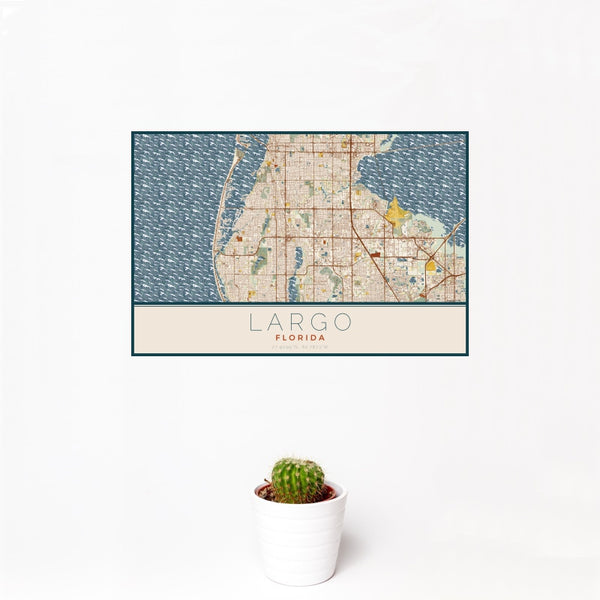 Largo - Florida Map Print in Woodblock