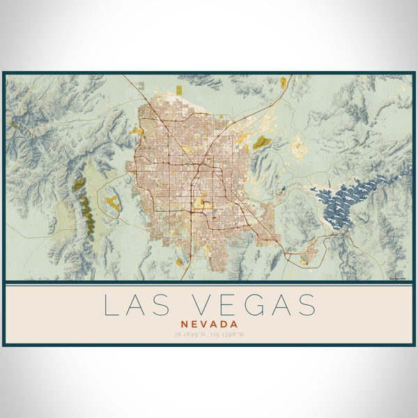 Las Vegas - Nevada Map Print in Woodblock