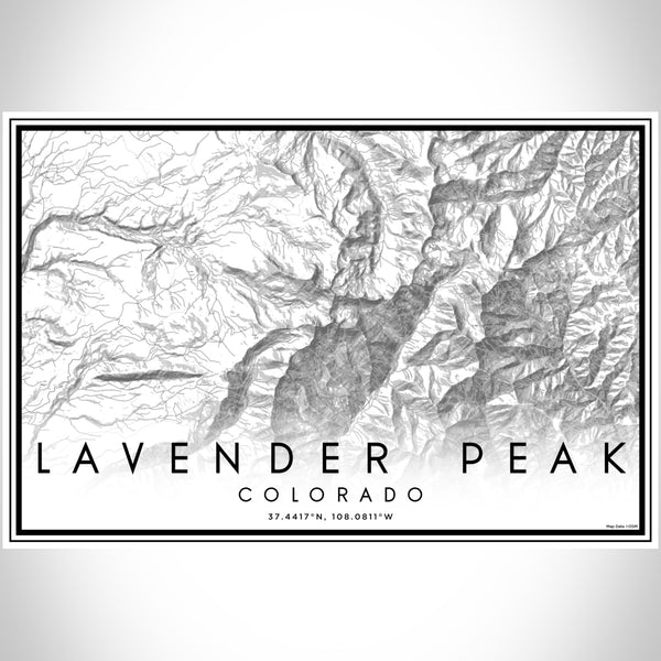 Lavender Peak Colorado Map Print Landscape Orientation in Classic Style With Shaded Background