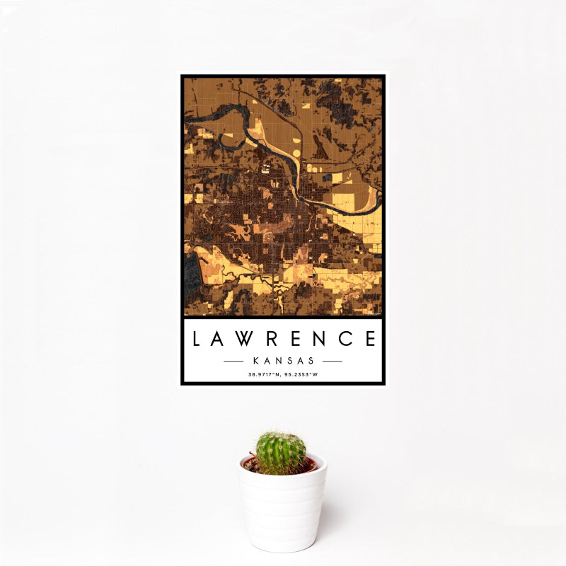 Lawrence - Kansas Map Print in Ember
